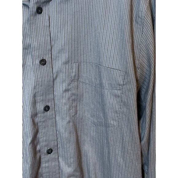 Docker's Mens Medium Gray & Black Striped Long Sleeve Button Up Shirt - Picture 5 of 6